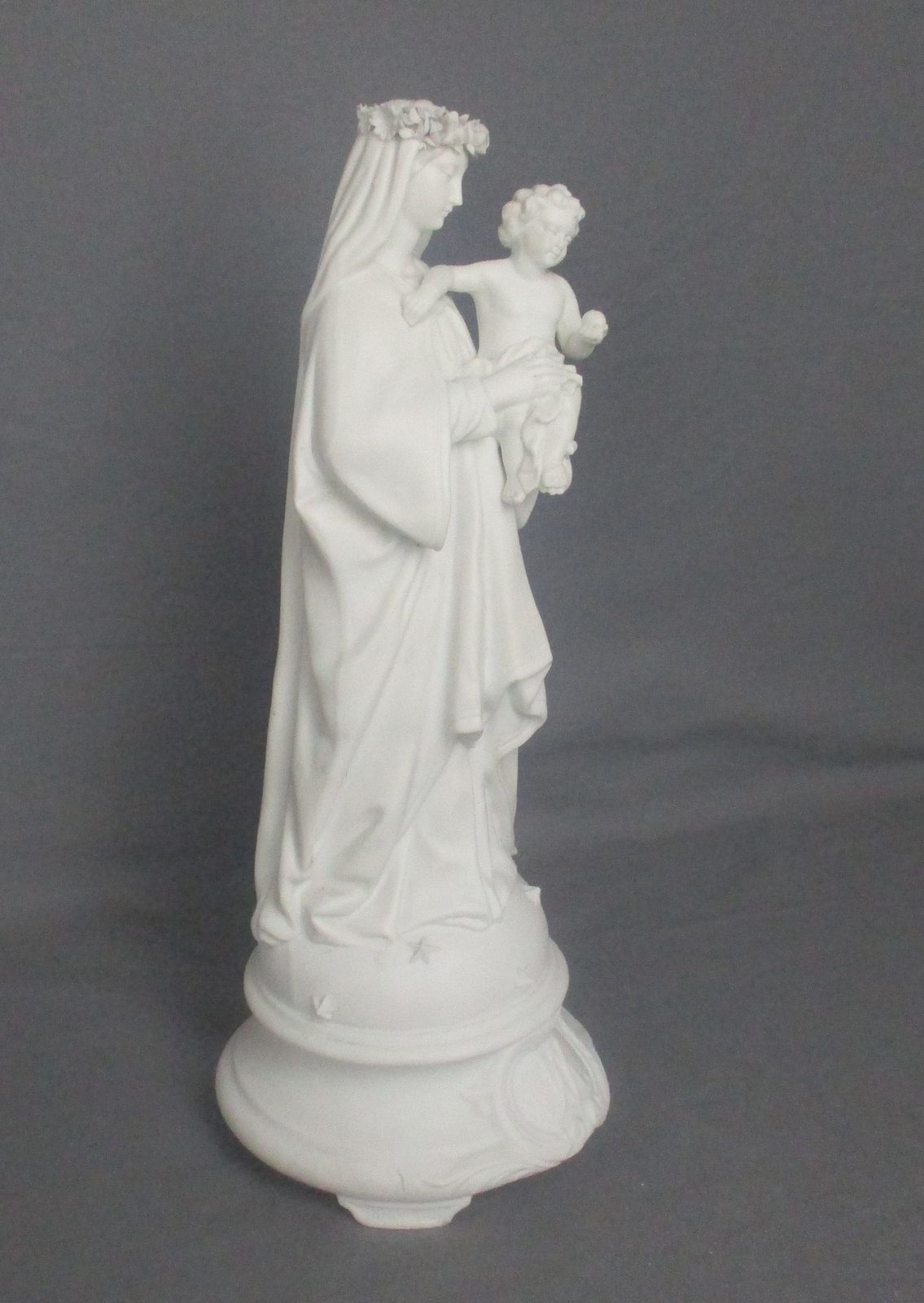 Antique 1900 Bisque Statue Virgin Mary Our Lady Madonna Infant Jesus Exquisite photo vinterior