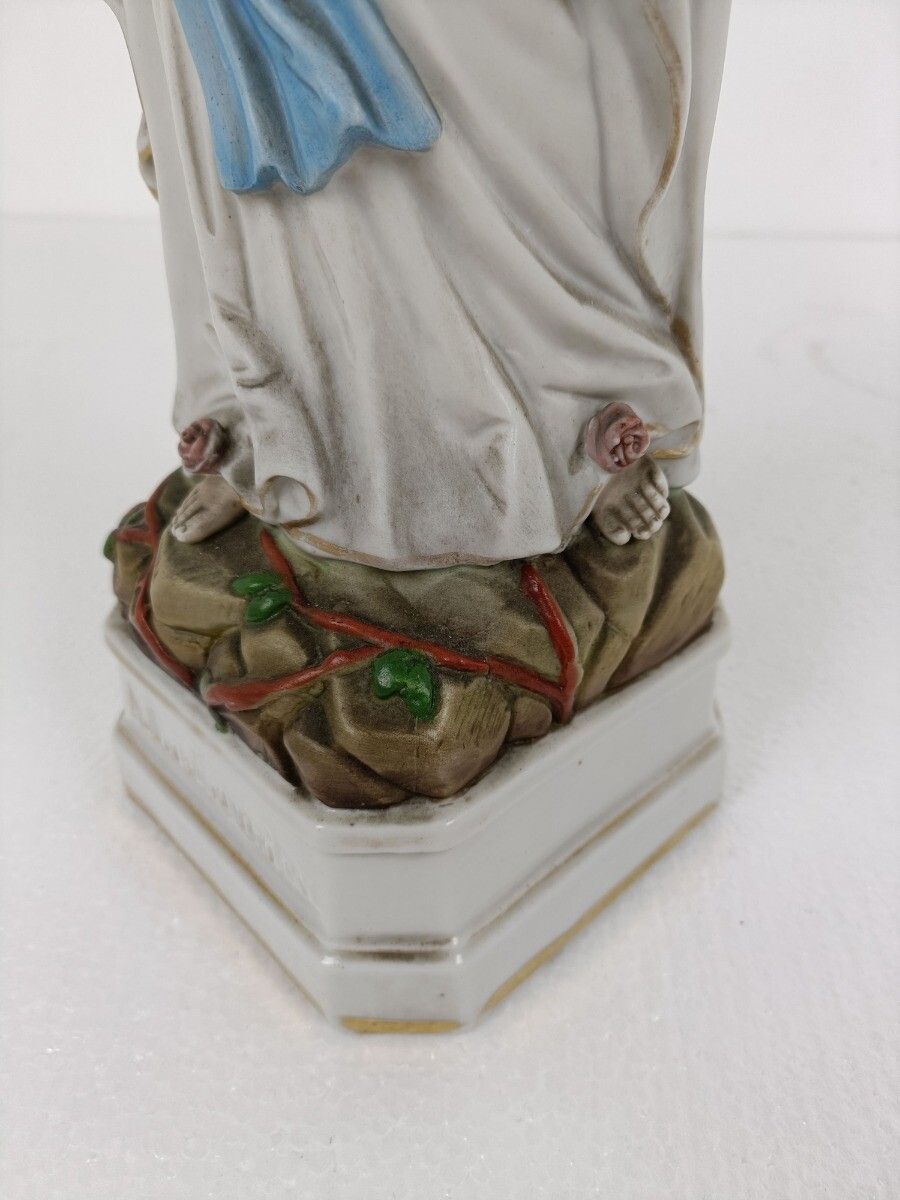 Porcelain Bisque Statue Virgin Mary Our Lady Of Lourdes French  Gorgeous Collect photo vinterior