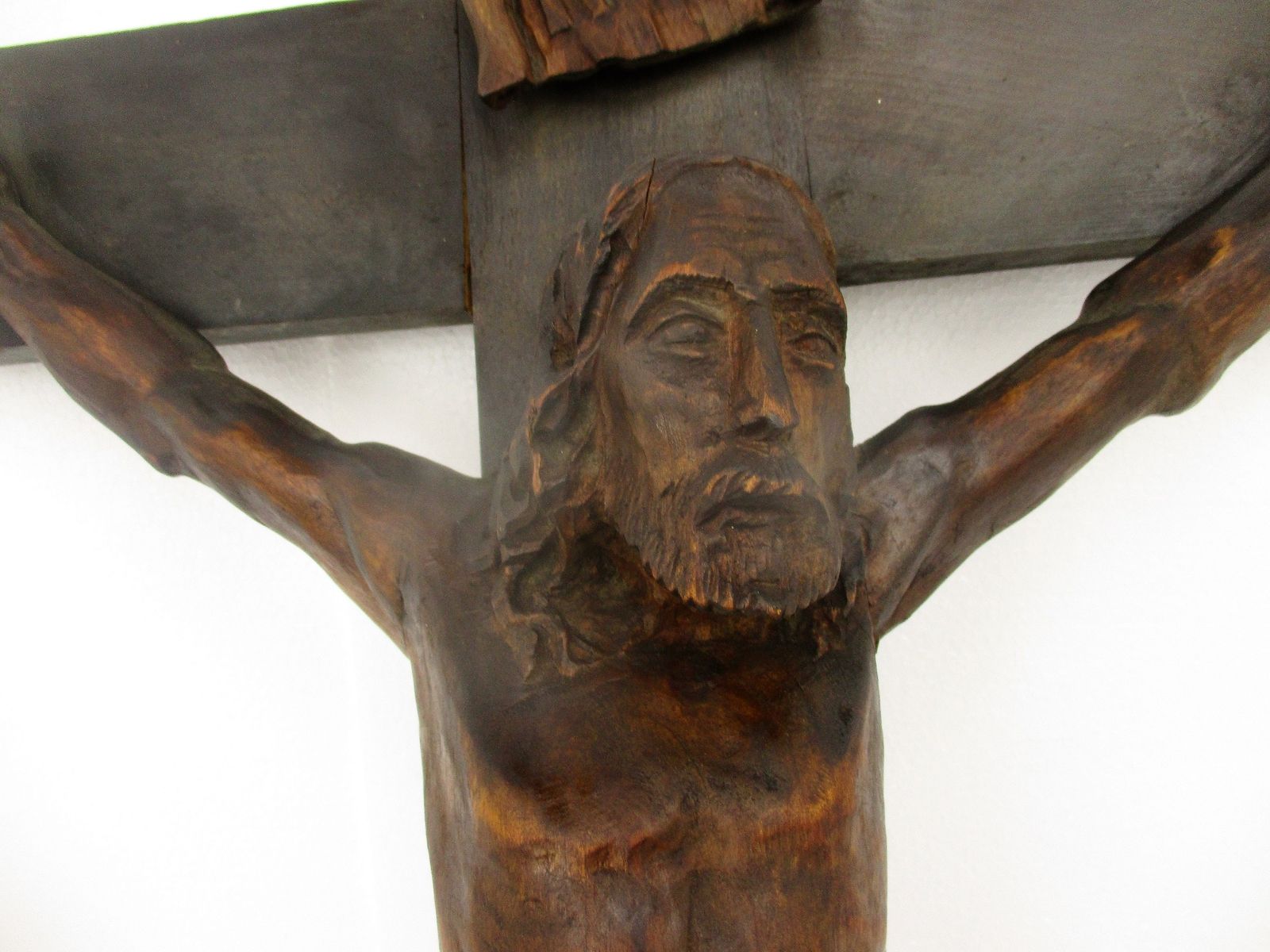 Gorgeous Completely Hand Carved Wood Hanging Crucifix Cross Jesus Christ Stunnin photo Art