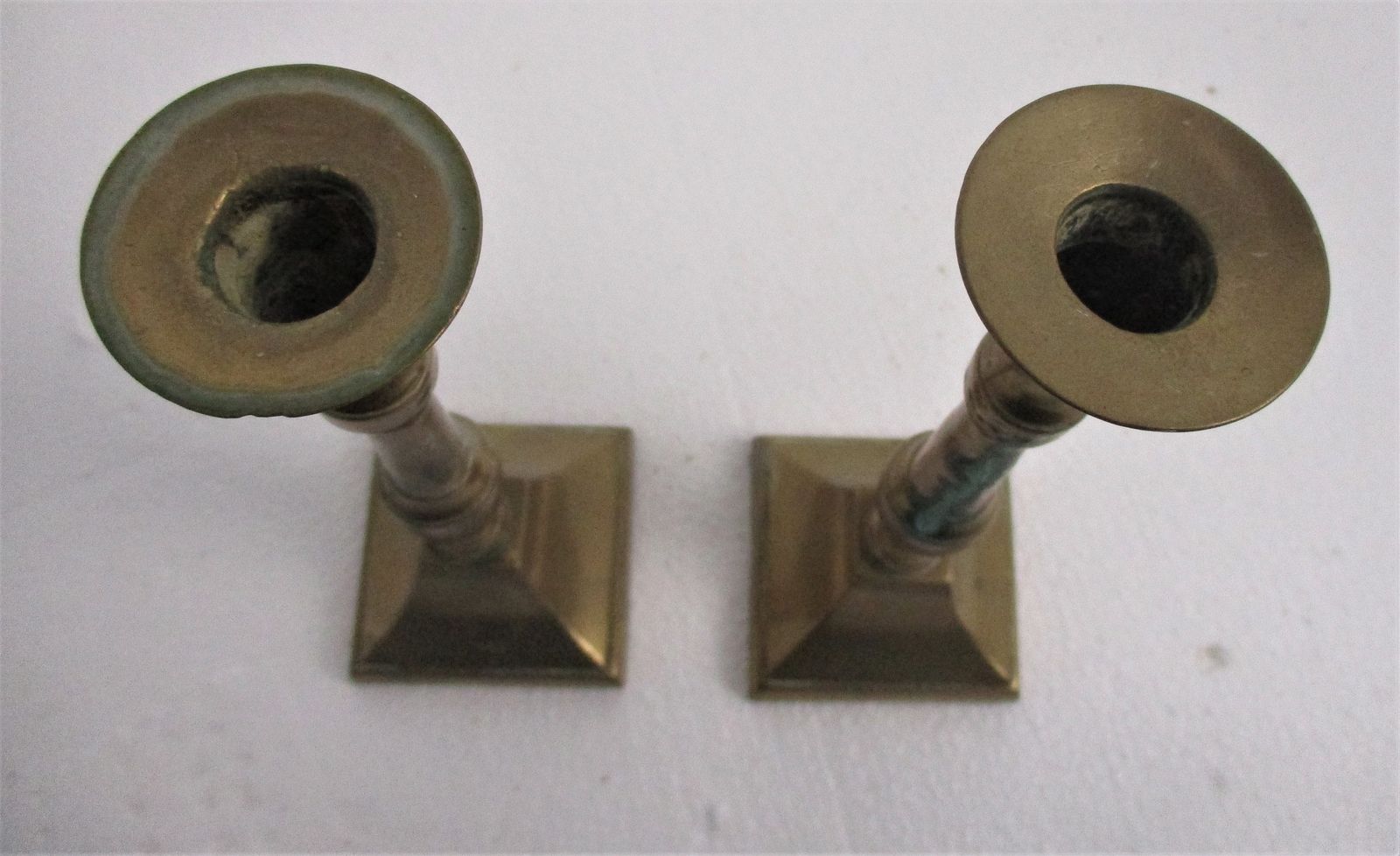 Antique Couple Pair  Brass Candle Holders Candle Sticks Bauhaus Art Deco Lovely photo 68.0