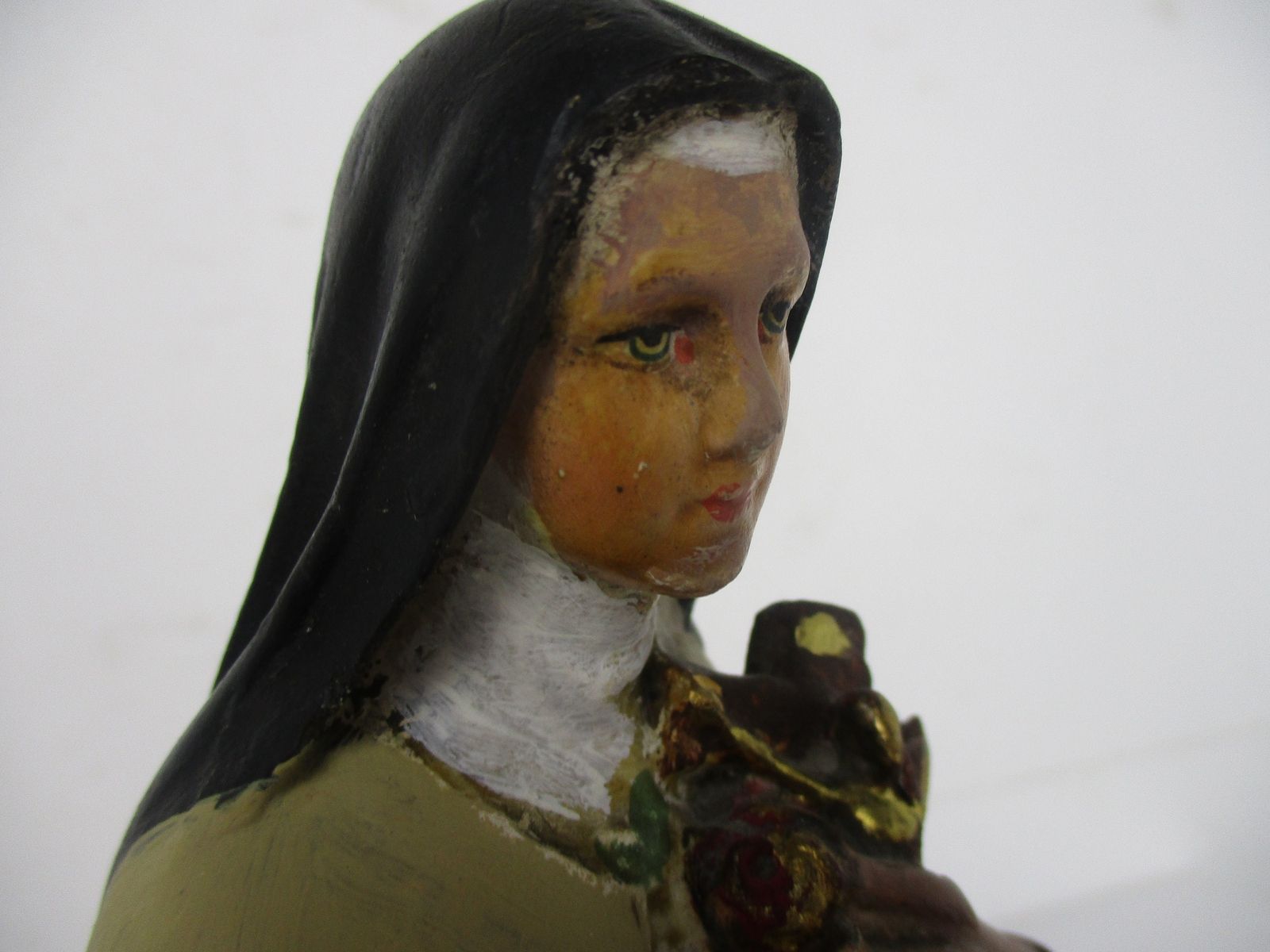 Vintage Statue Plaster Saint Therese Lisieux Holy Face Little Flower Of Jesus Ch photo for sale
