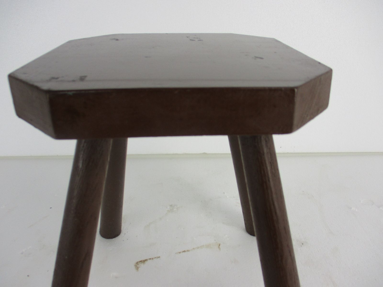 Antique Hand Carved Wood  Milking Stool Pedestal Table Pedestal Barn Style Funky photo Furniture