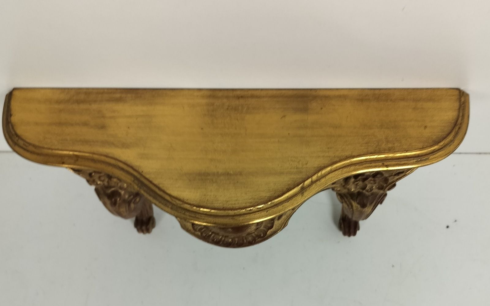 Ornate Wall Mounted Console Mirror Hollywood Regency Gold Gilded Wood Plaster photo vinterior