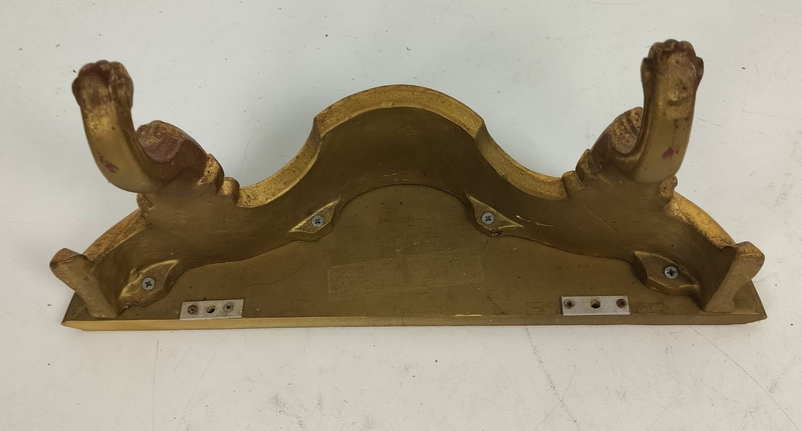 Ornate Wall Mounted Console Mirror Hollywood Regency Gold Gilded Wood Plaster photo vintage