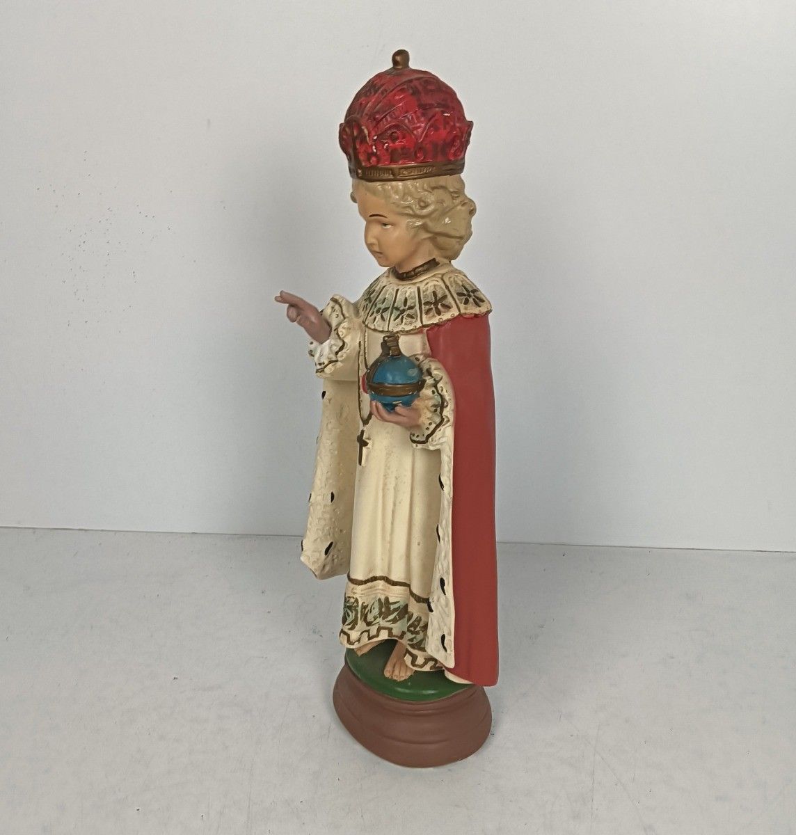 Xl Statue Infant Of Prague Infant Jesus Santo Nino Plaster Hand Painted  Antique photo Art