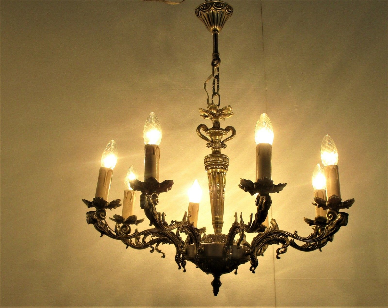 Gorgeous Chandelier Cariatides Sirens Spelter 8 Arm Lights Revival Light Lamp photo for sale