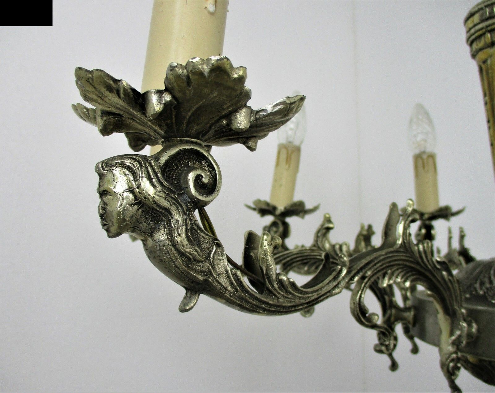 Gorgeous Chandelier Cariatides Sirens Spelter 8 Arm Lights Revival Light Lamp photo buy