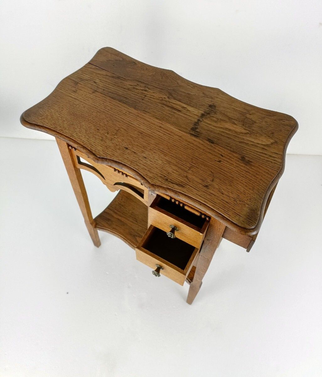 Exquisite Desk Table Sewing Quilting Box Wood Antique Two Tier Art Nouveau Gorge photo 1092.0