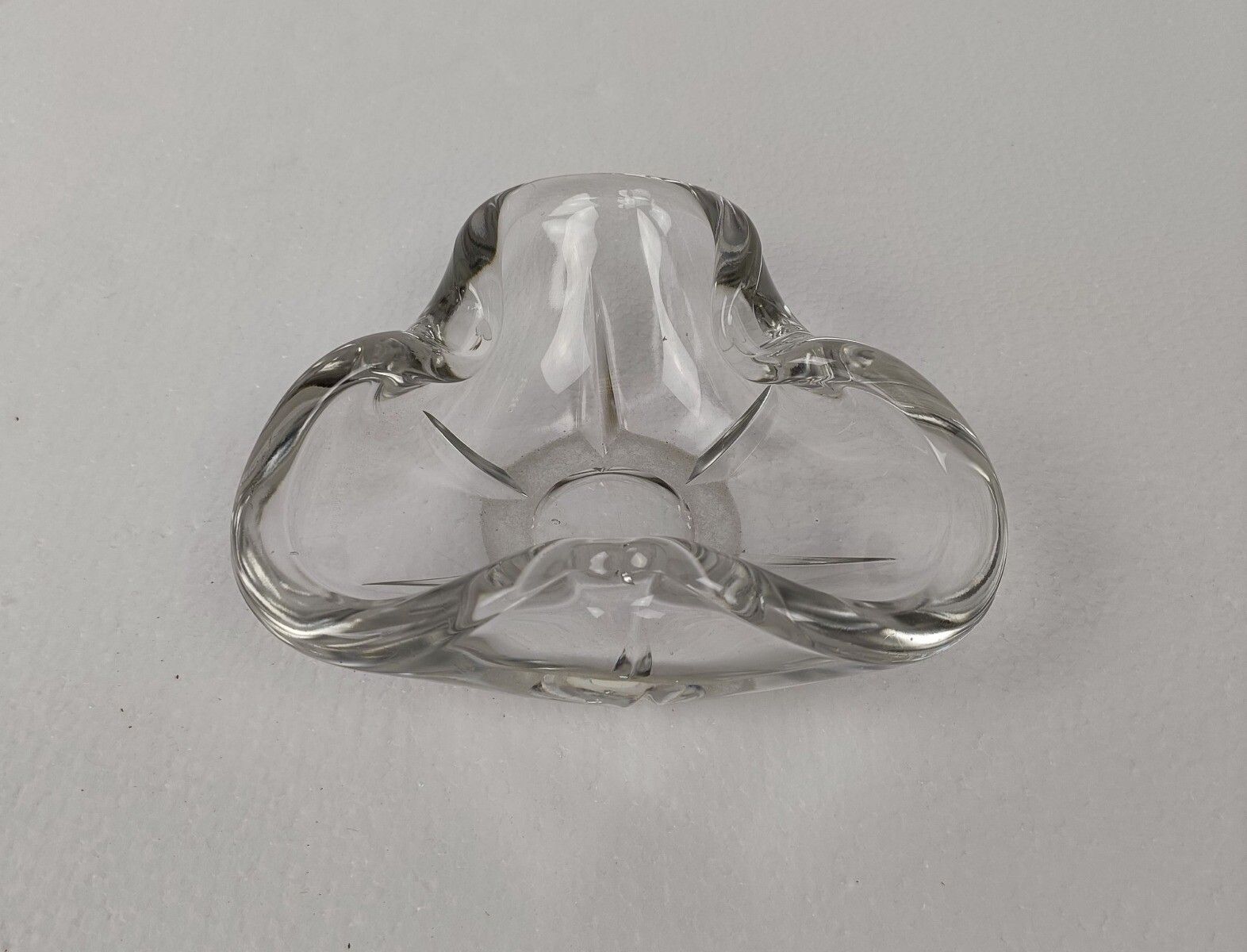 Val St Lambert, Vintage, Clear, Crystal, Etched Marking, Belgium, Ashtray