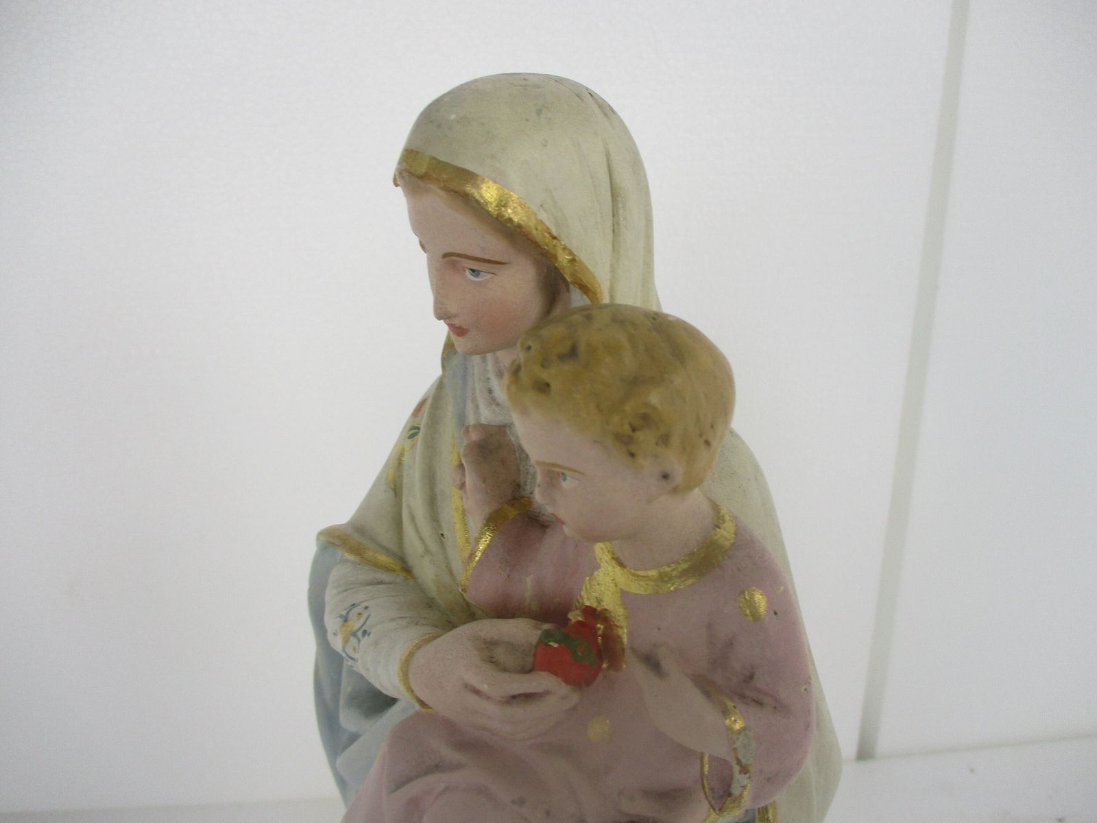 Statue Virgin Mary Madonna Infant Child Jesus Treading On Snake Plaster Htf 16.1 photo buy