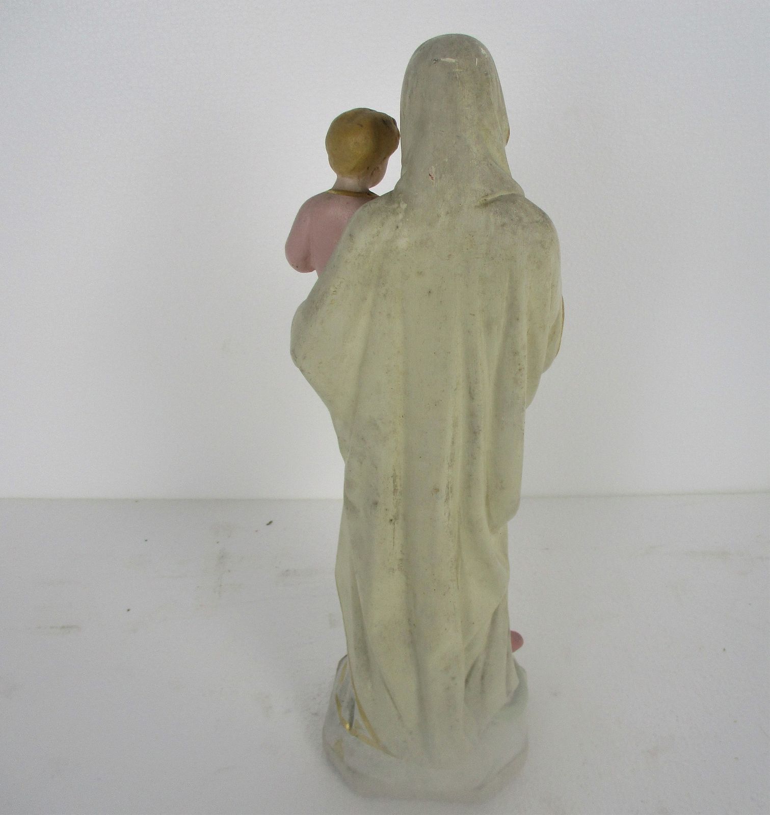 Statue Virgin Mary Madonna Infant Child Jesus Treading On Snake Plaster Htf 16.1 photo vintage
