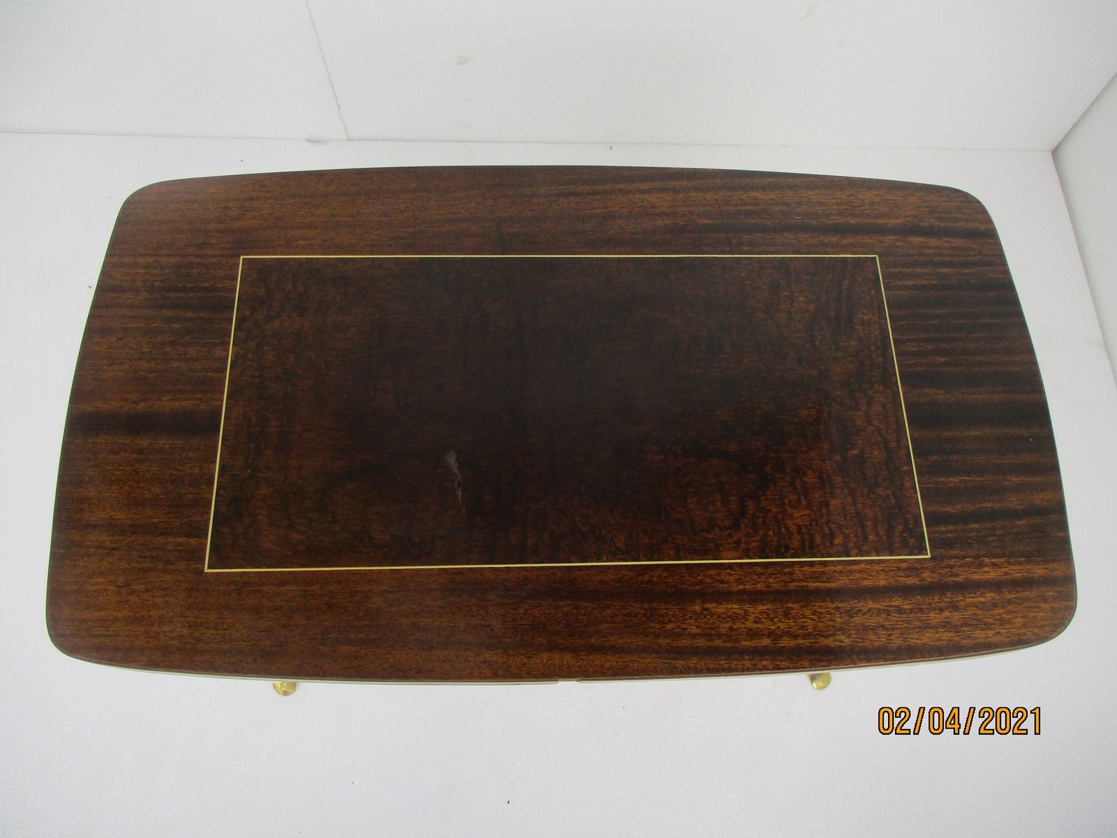 Small Vintage Coffee Table Side Occasional Table Era Eames Retro Funky Brass Woo photo for sale