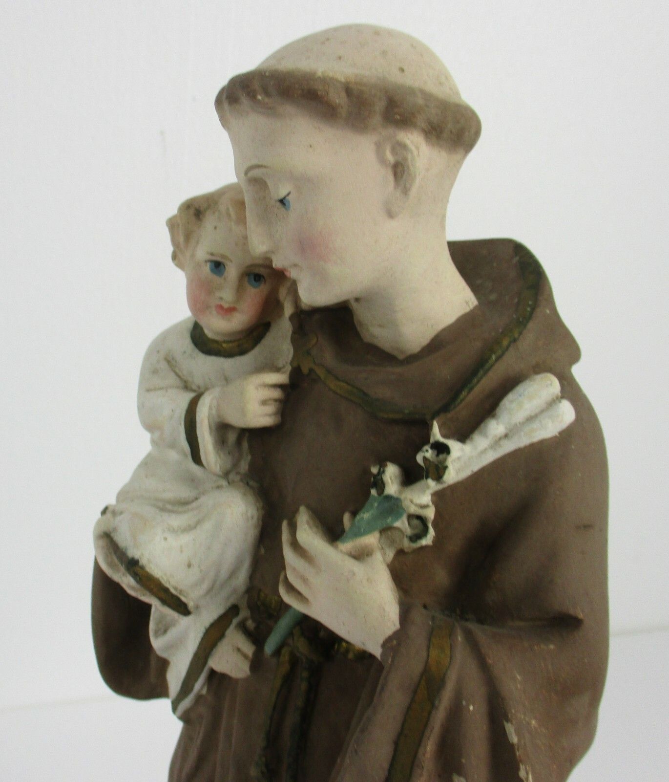 St Anthony Padua Of Lisbon Infant Child Plaster Statue Doctor Of The Church photo vinterior