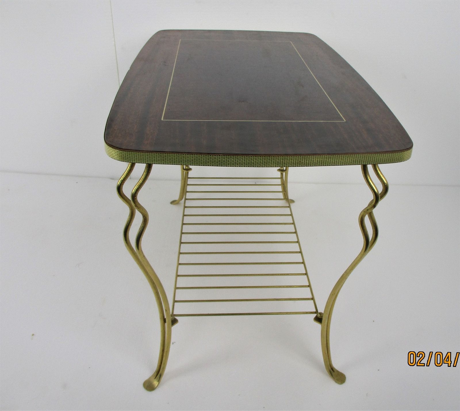 photo furniture Small Vintage Coffee Table Side Occasional Table Era Eames Retro Funky Brass Woo