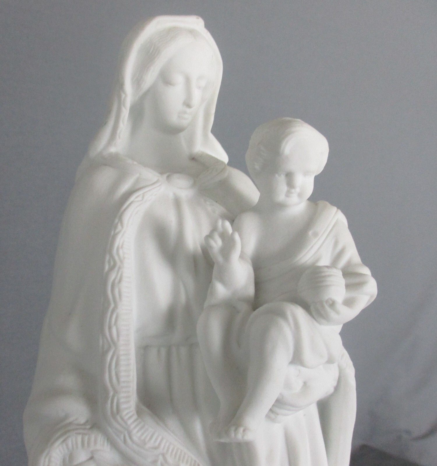 Large French Antique 1900 Bisque Statue Virgin Mary Our Lady Infant Exquisite photo for sale