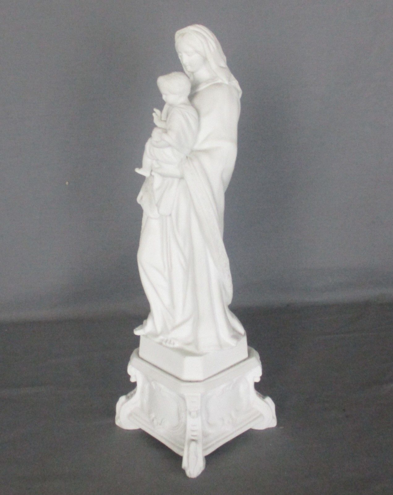 Large French Antique 1900 Bisque Statue Virgin Mary Our Lady Infant Exquisite photo vinterior