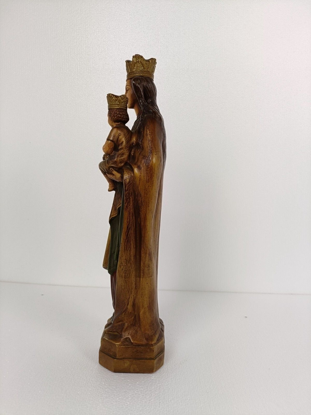 Statue Our Lady Of Tongeren Black Madonna Infant Jesus Grapes Collector Plaster photo 519.0