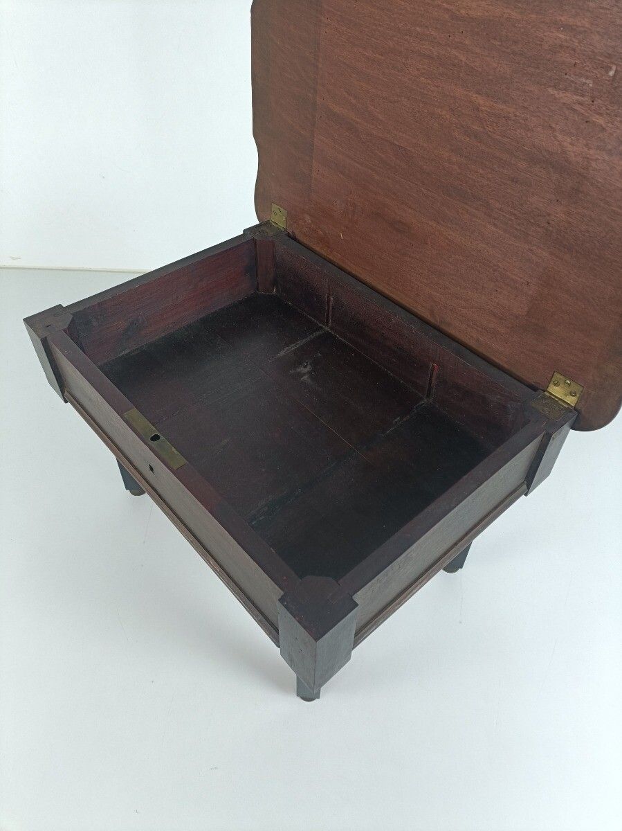 Small Cabinet Table Desk Trinket Vanity Box Carved Wood Antique Lovely Small photo vinterior