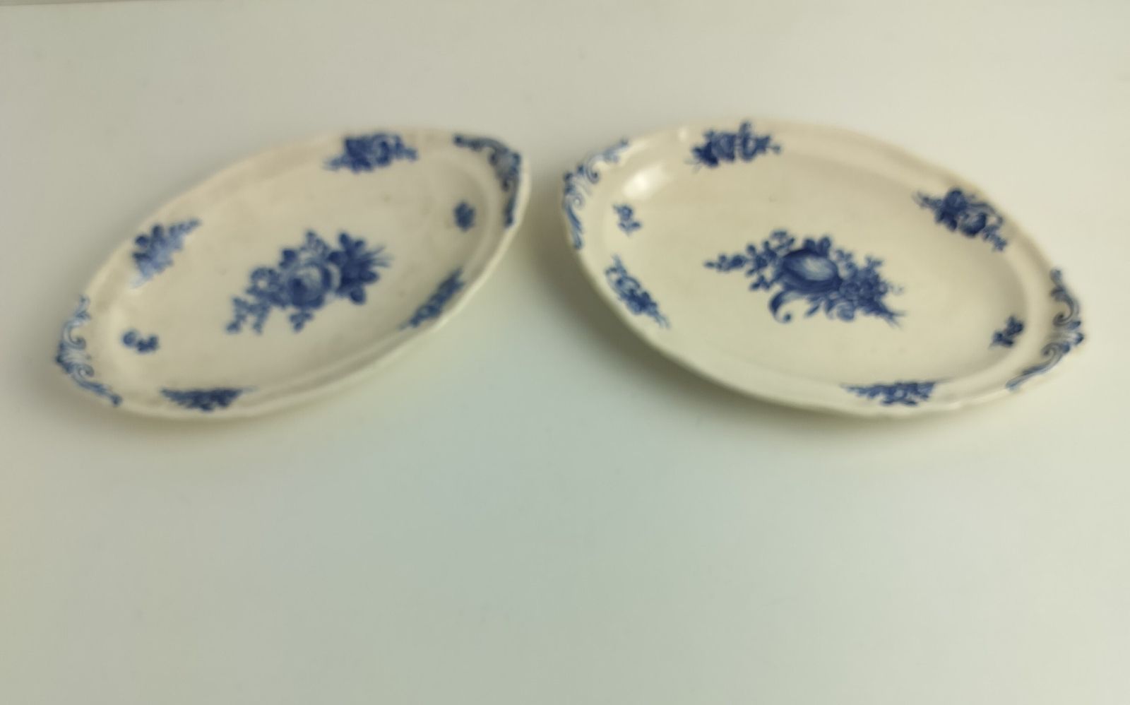 Antique 1900 Plates 2 Small Serving Dishes  Boch Mettlach Rare Blue Rose Art Nou photo furniture