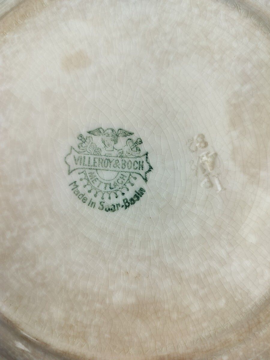 photo furniture Antique 1900 Breakfast Plates 6  Pieces  Boch Mettlach Rare Blue Rose  Art Nouve