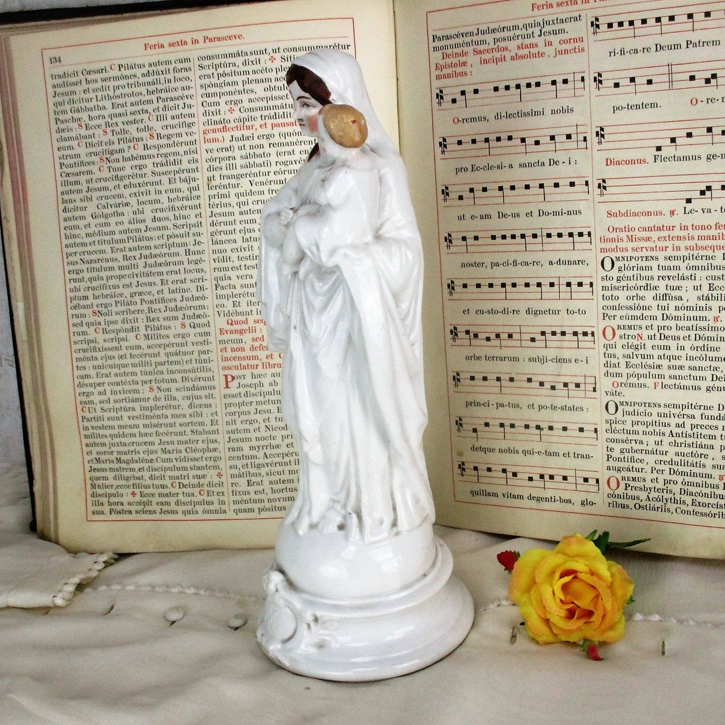 Large  Antique 1900  Vieux Paris Porcelain Bisque Statue Virgin Mary  11.81" photo 204.0