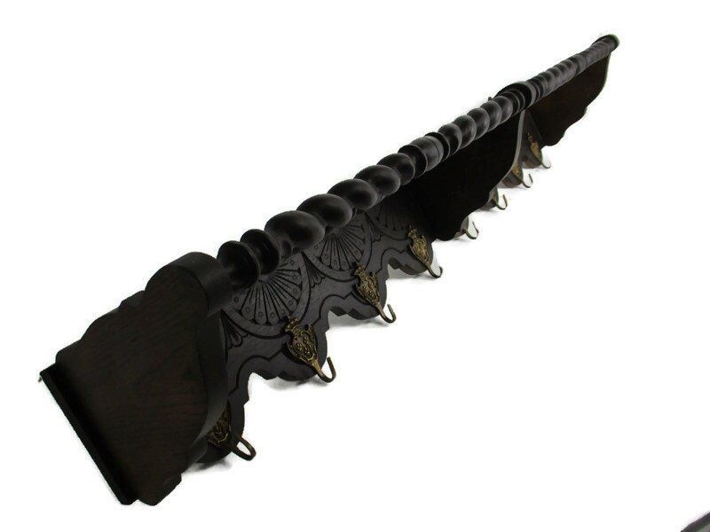 Hand Carved Wood Barley Twist  Coat Hat Rack Antique Gorgeous Extremely Rare B photo furniture