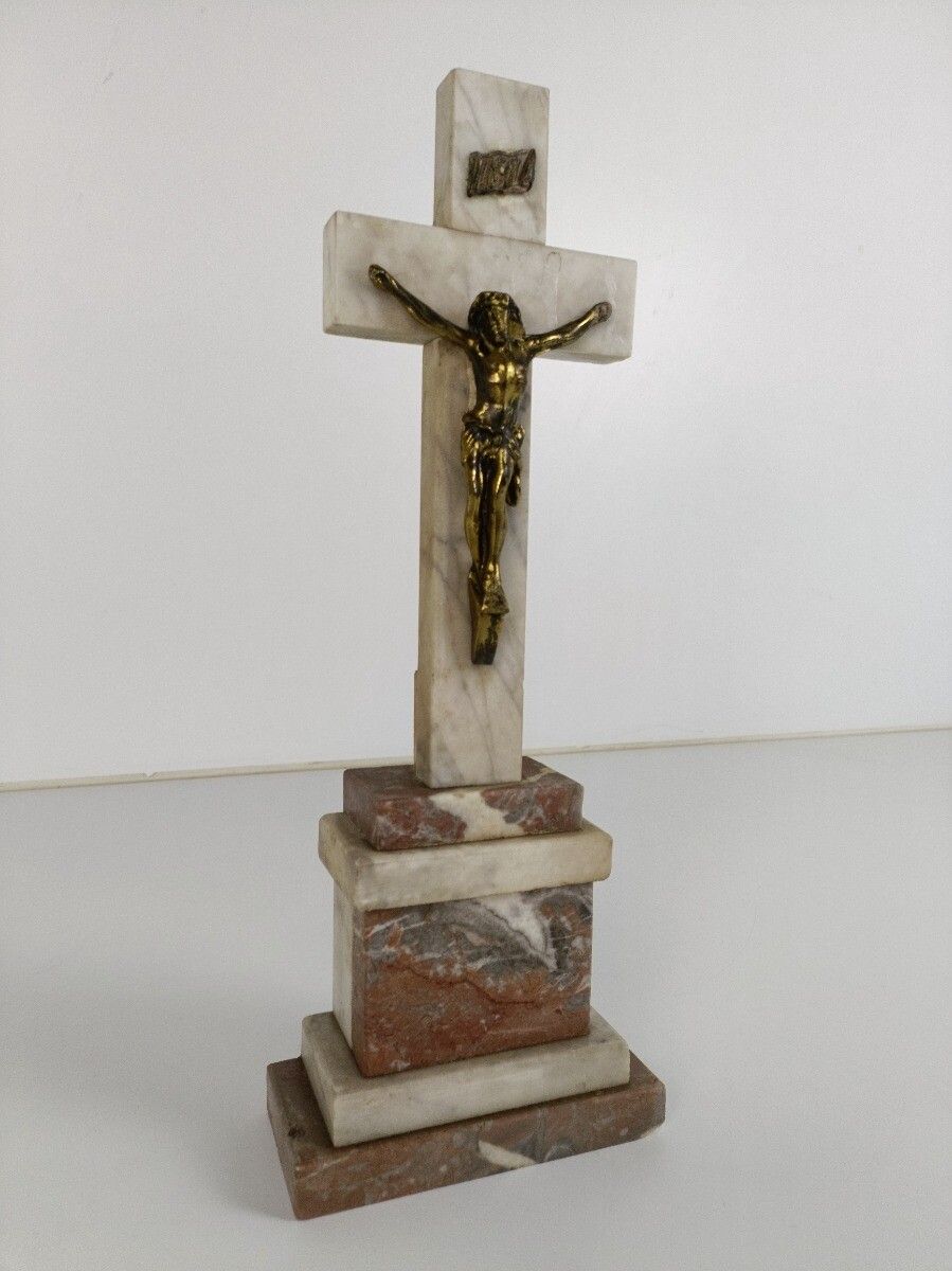 Antique Ornate Marble Onyx Jesus Christ Cross Cross Table Standing Crucifix  Chr photo Home Decor
