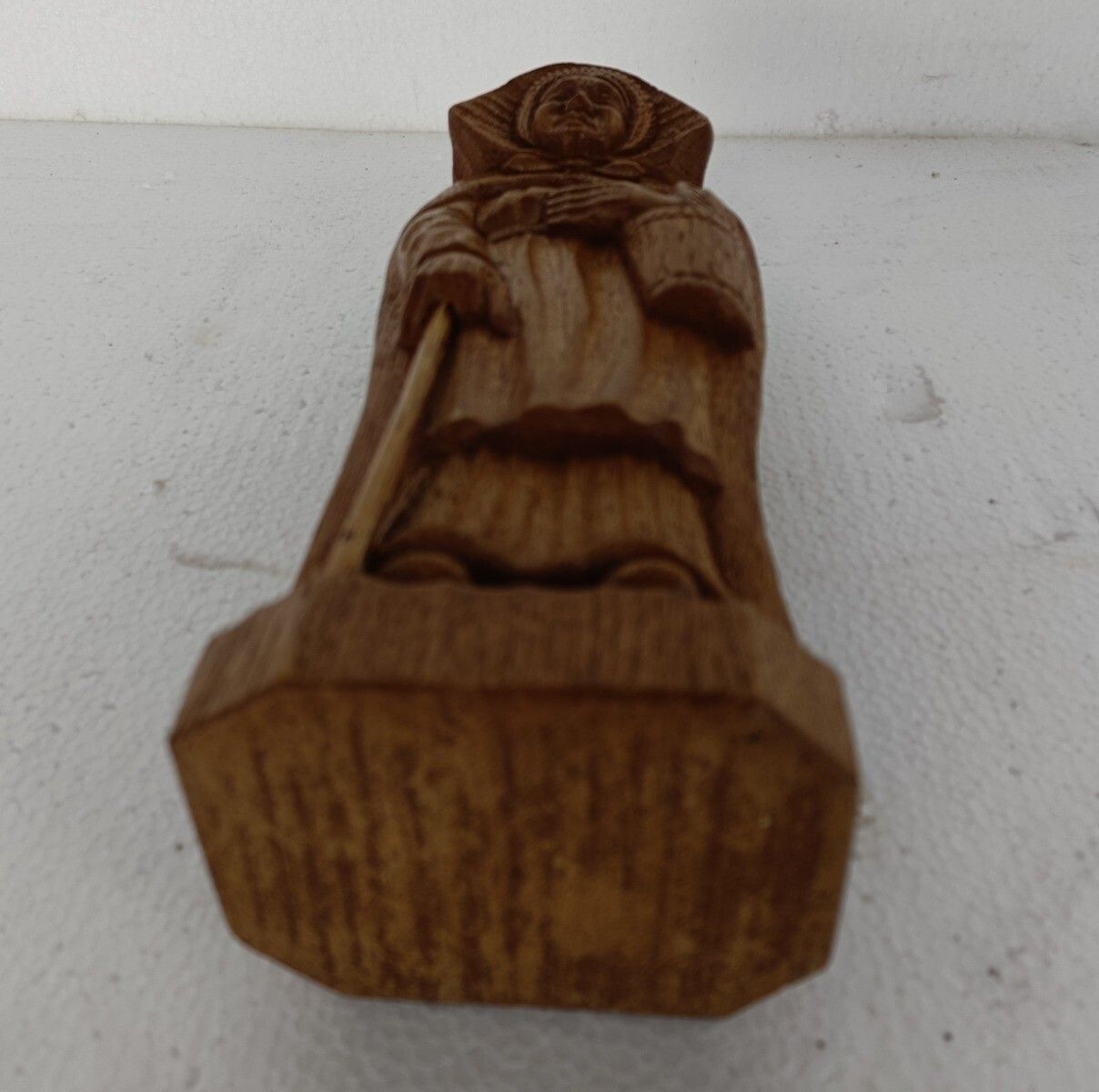 Hand Carved Figurine Statue Sculpture Old Lady With Cane photo buy