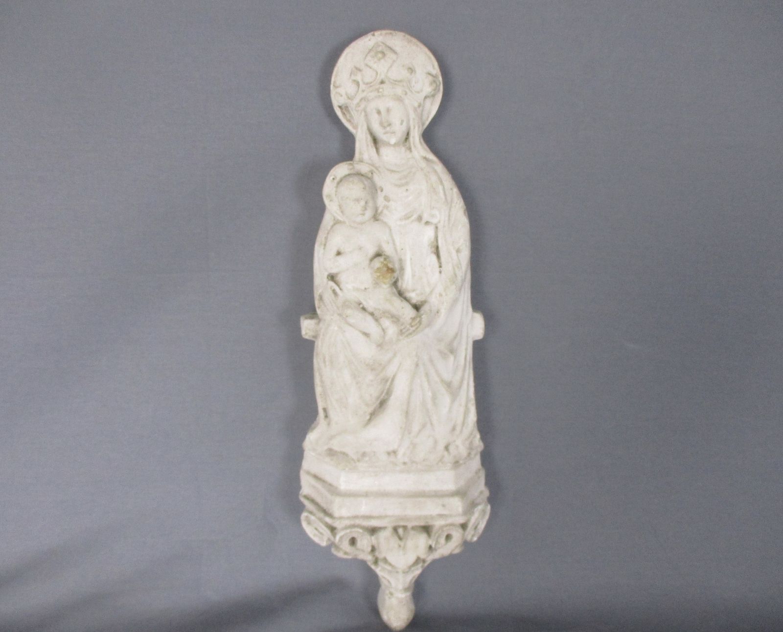 Antique Wall Hanging Plaster Virgin Mary Infant Child Jesus Gorgeous Madonna