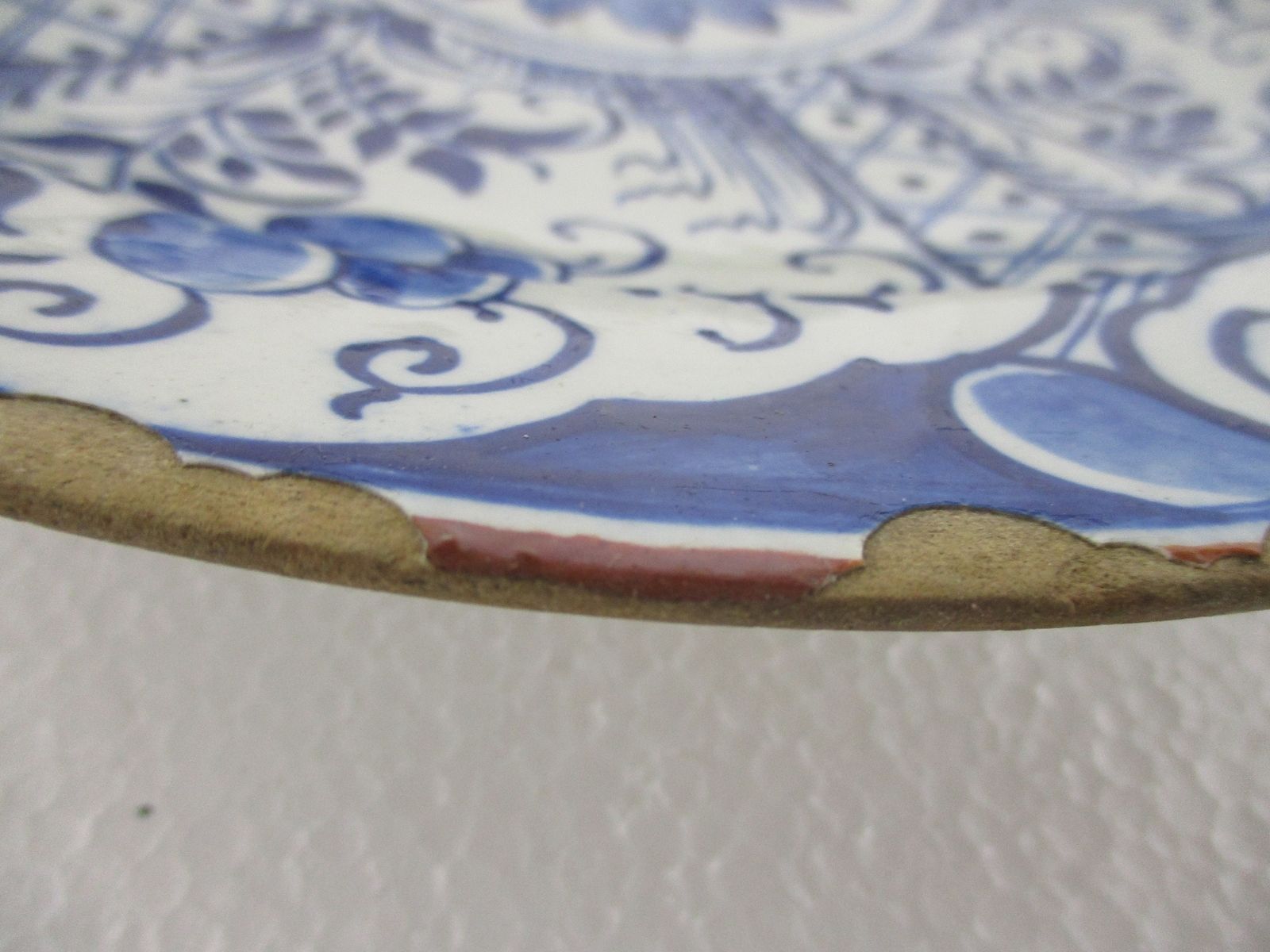 19th Century Delft Wall Hanging Charger Plate Blue White Antique Flower Pattern photo 117.0