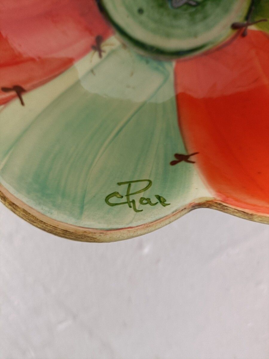 Couple  Of Colorful Dishes Serving Bowls Marked Poterie Chaix Vallauris France V photo furniture