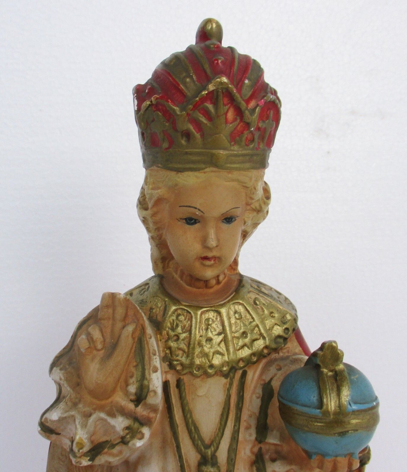 Statue Infant Of Prague Infant Jesus Santo Nino Plaster Collector 30s 14.37" photo furniture
