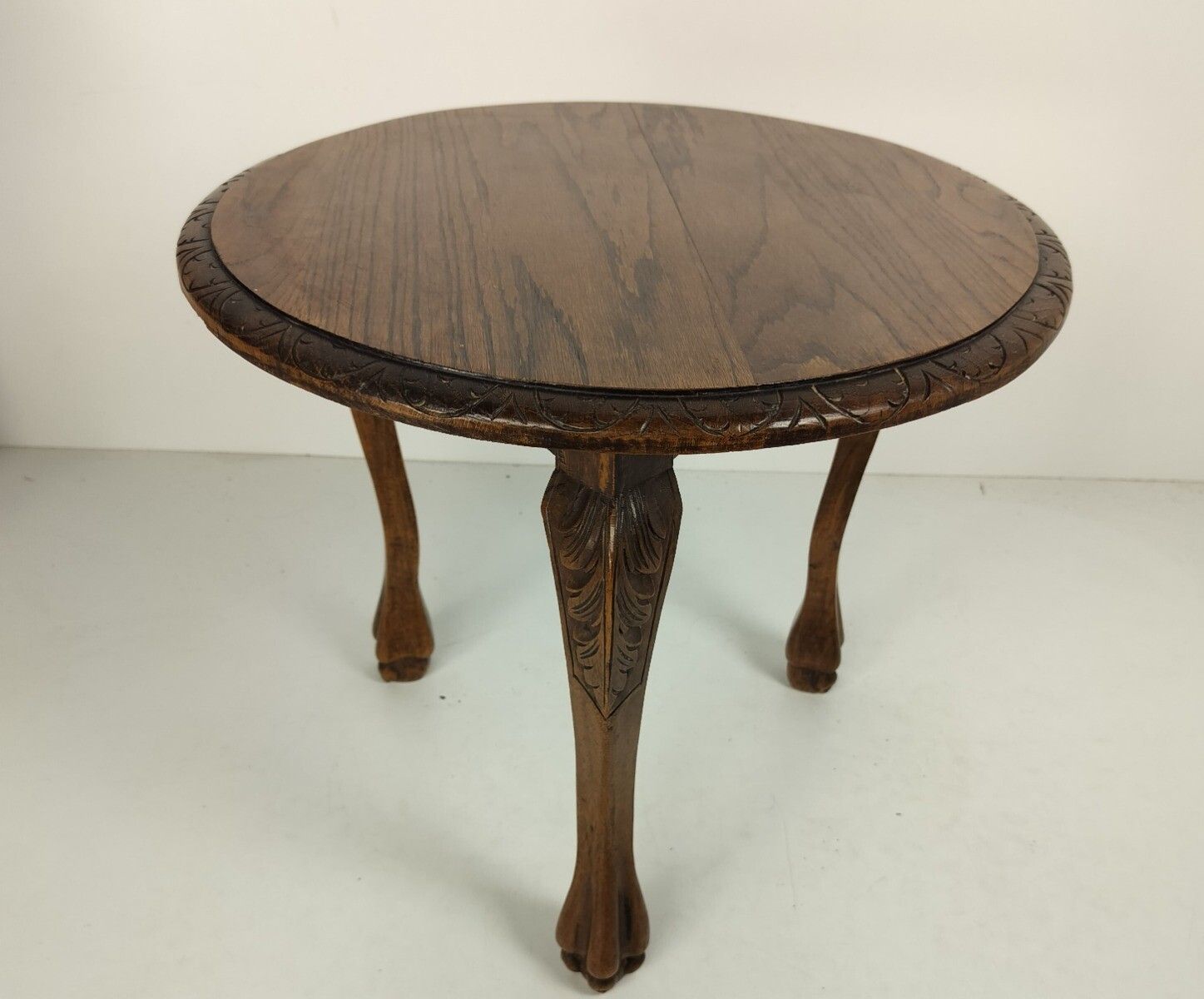 Ornate Vintage Hand Carved Side Occasional Wine Coffee Table Lion Feet photo Furniture