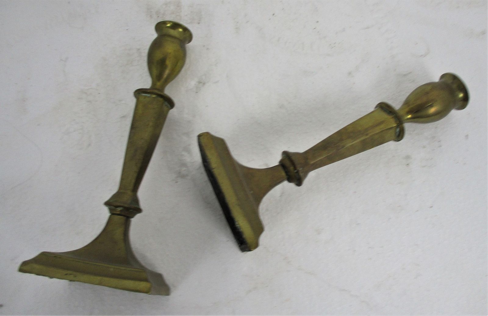 Antique Bauhaus Art Nouveau Candle Sticks Candle Holders Brass Stylish photo for sale