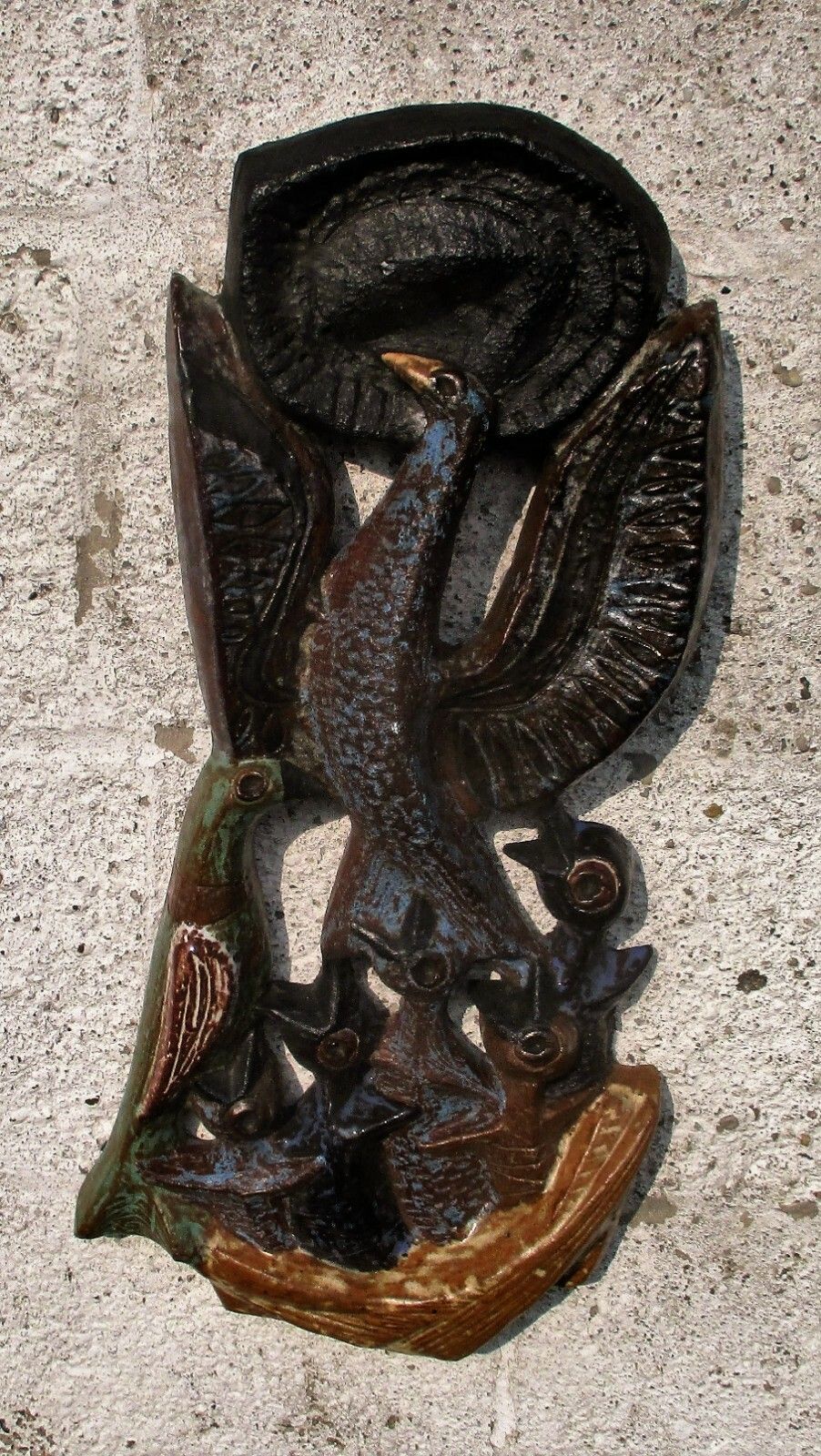 Bird Of Paradise Mid Century Modern Design Ceramic Wall Plaque Era Tieberghien photo for sale