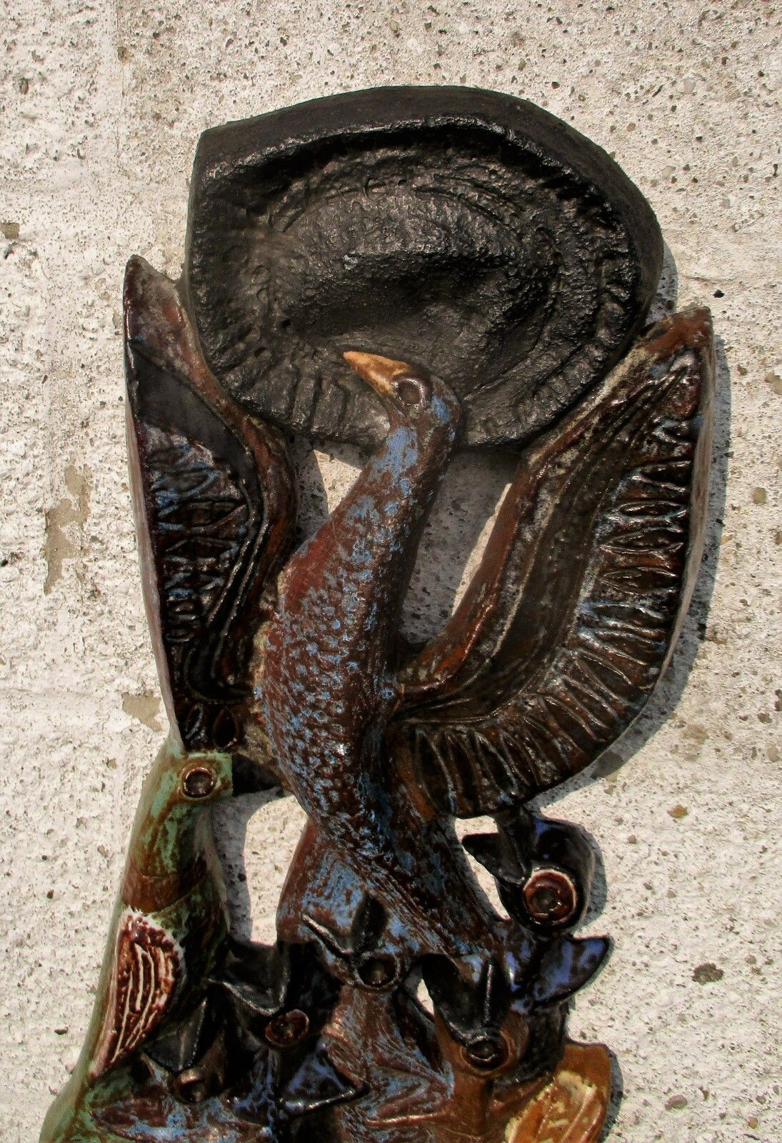 Bird Of Paradise Mid Century Modern Design Ceramic Wall Plaque Era Tieberghien photo vinterior
