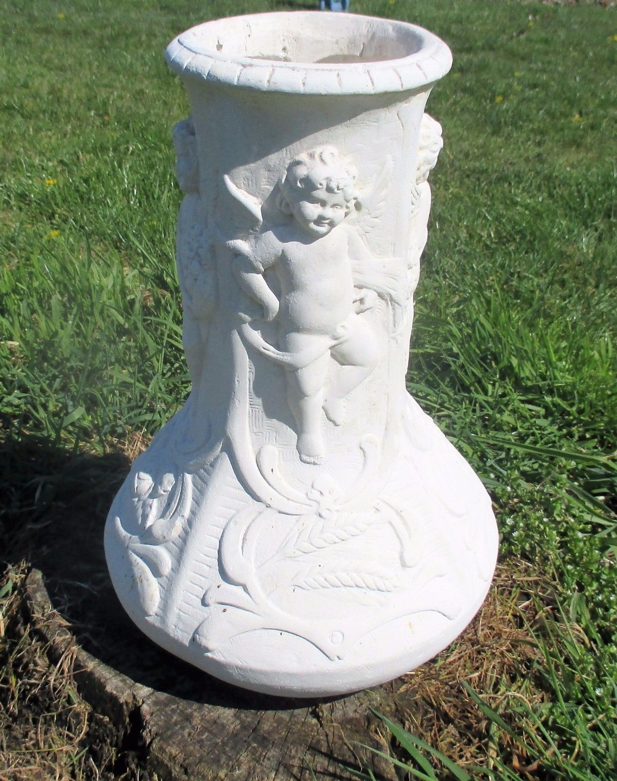 photo furniture Plaster White Large Vase Hand Made Putti Four Seasons Very Rare Stunning