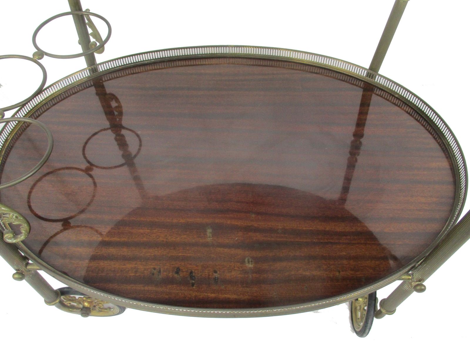 Bar Cart Trolley Cocktail Kitchen Island Serving Tray Hollywood Regency Pine App photo 384.0