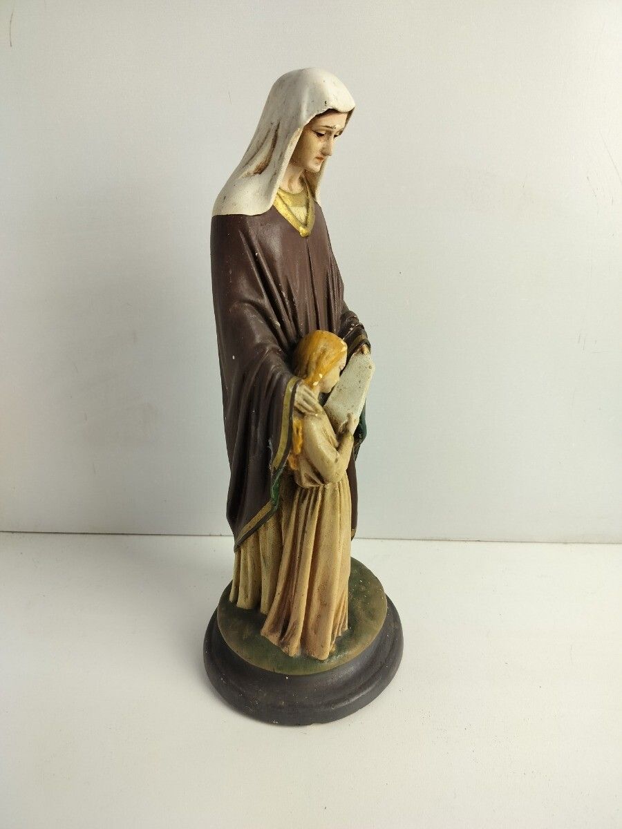 Antique Statue Saint Anna Virgin Mary As A Child Reading The Old Testament Colle photo Art