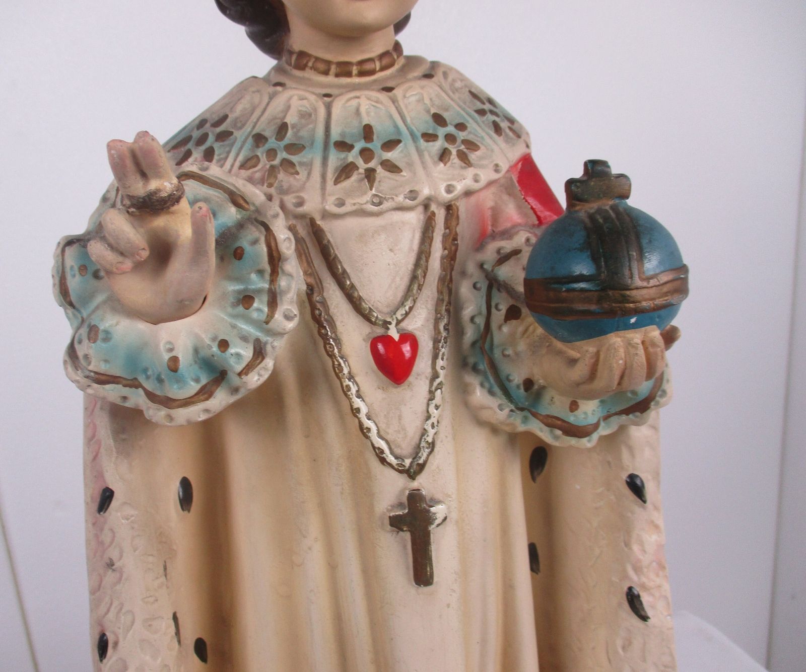 Xl Statue Infant Of Prague Infant Jesus Santo Nino Plaster Chapel Collector Wow photo for sale