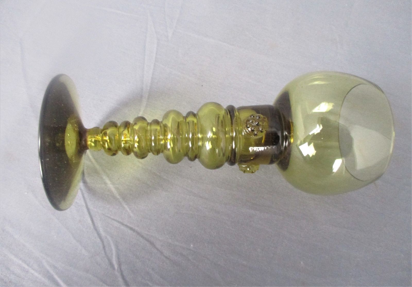 Antique 19th Century Roemer Goblet Wine Glass Bohemian Amber Color Fritz Heckert photo furniture