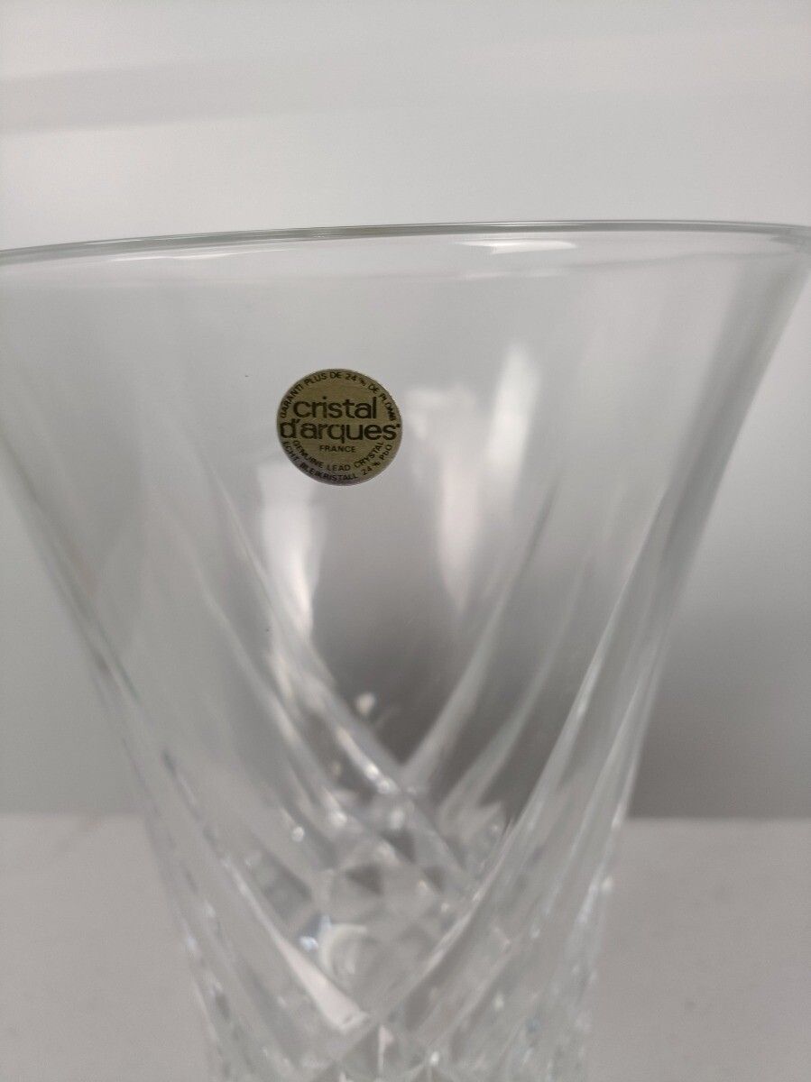 Art Glass Crystal Vase Clear Cut Etched Large Gorgeous Crystal D'arques France V photo Home Decor