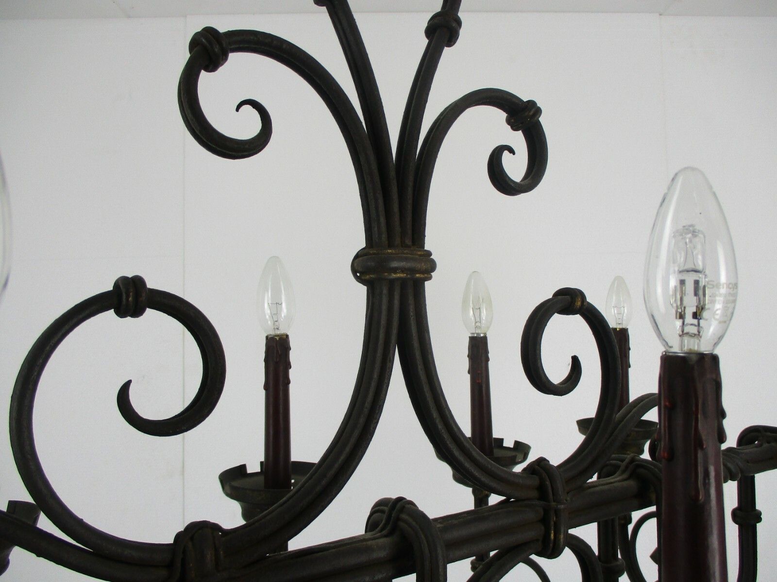 photo for sale Gothic Wrought Iron French 19th Century  10 Lights Arms Chandelier Lamp  Htf