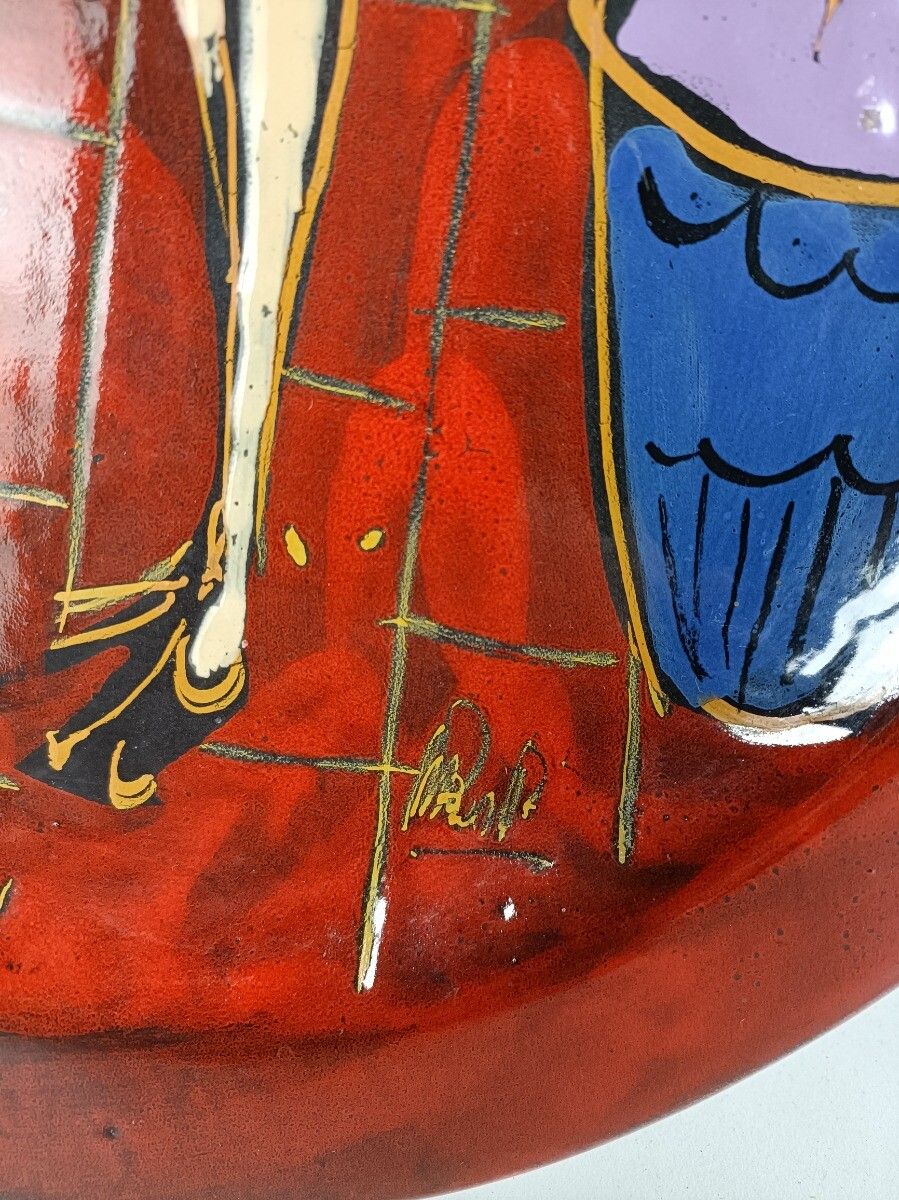 Fantoni Gambone Style Pop Art Funky Ceramic Italian Dish Lady  Glazed Modernist photo Home Decor