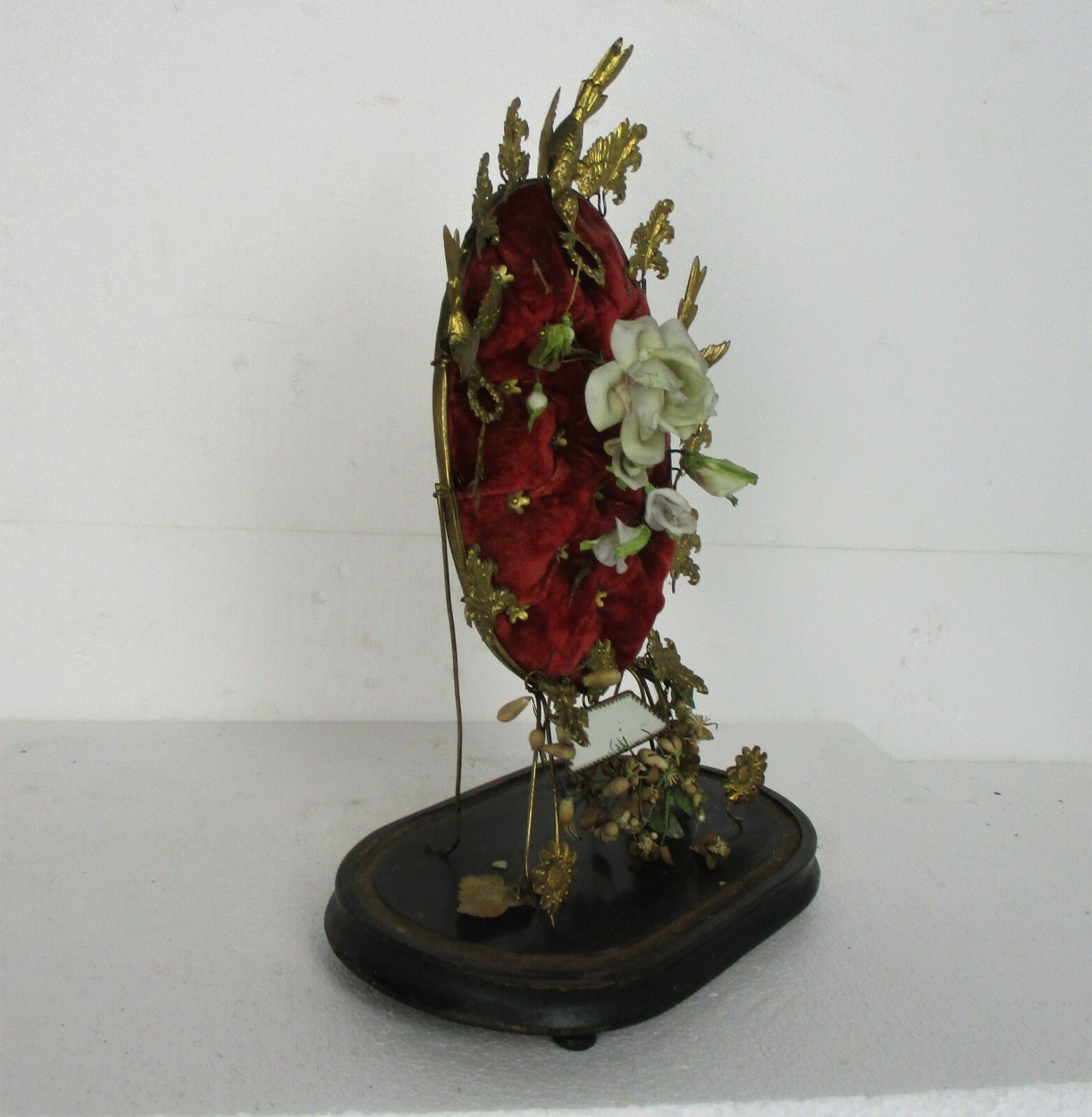 Antique 1800 Victorian French Bridal Wedding Dome Gold Gilt Leaves Ormolu Birds photo buy