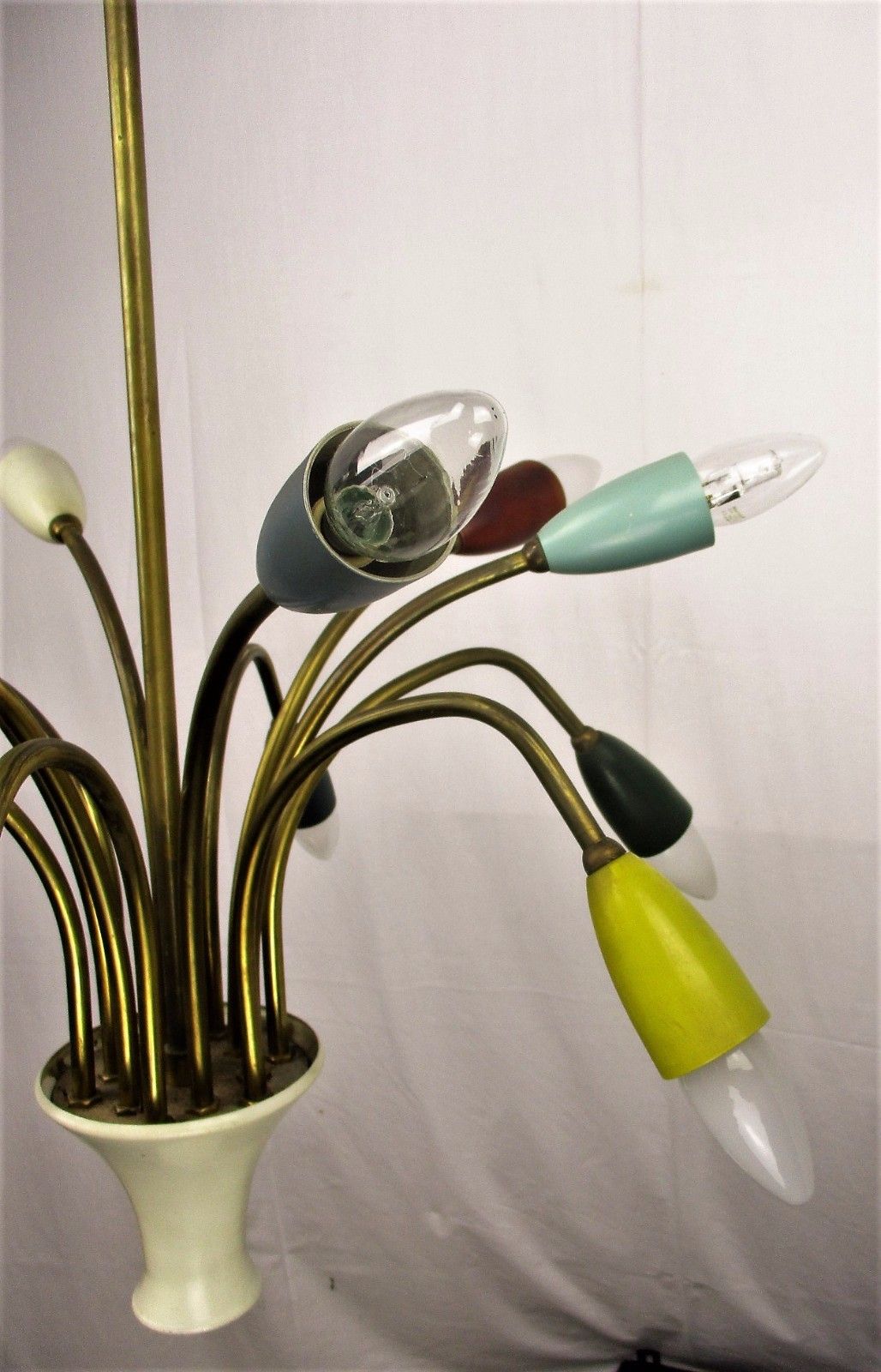 1224.0 Italian 12 Arm Light Spider Sputnik Atomic Chandelier Metal Shades Era Stilnovo photo