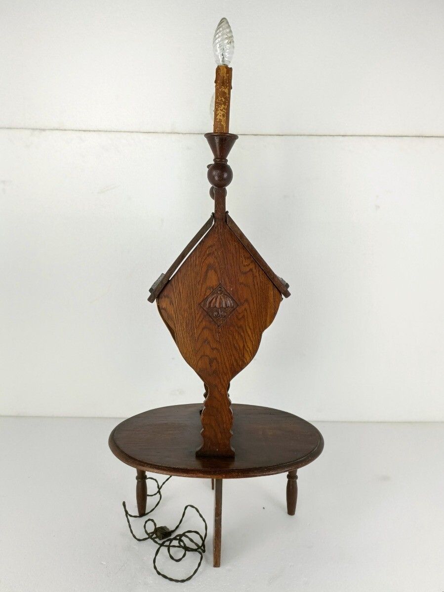 Standing Cabinet Sewing Spinning Quilting Wooden Cabinet, Fabric Candle Holders photo vintage