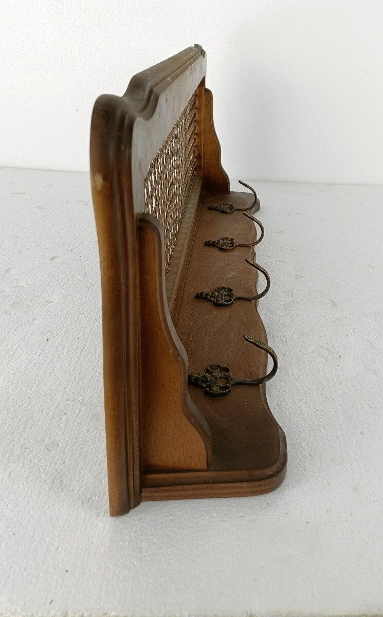 Vintage Wood Coat Hat Kitchen  Rack  With Rush Back Vintage Rare Funky Barn Co photo Furniture