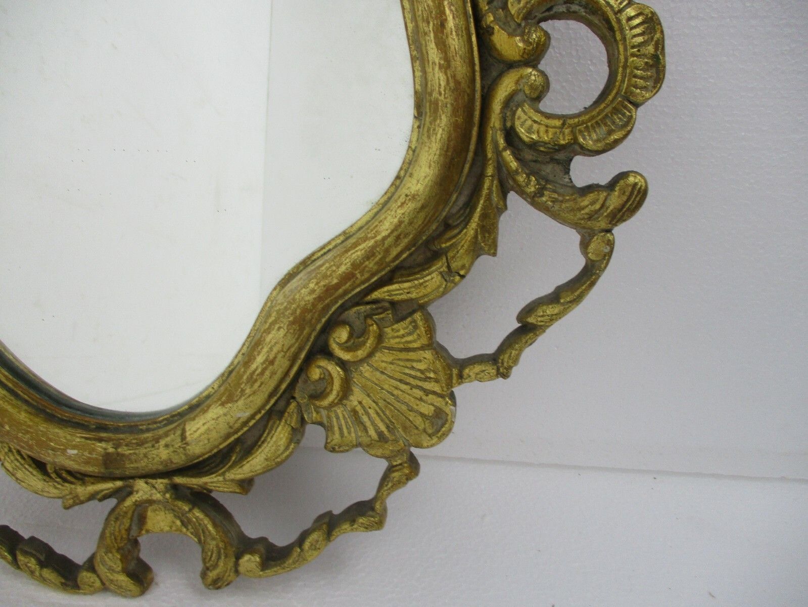 Large  Ornate Oval Wooden Wall Hanging Mirror Hollywood Regency Dollanzo photo Home Decor