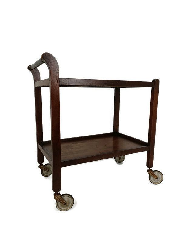 Bar Cocktail Tea Cart Trolley  Kitchen Island Wood Vintage Farmhouse  Country St